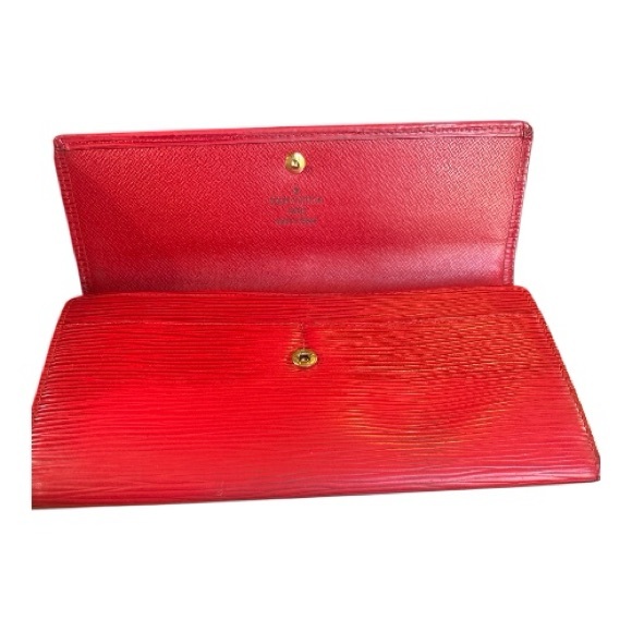 Louis Vuitton Red Epi Long Wallet Snap Flap Organizer Authentic Vintage - Picture 4 of 10